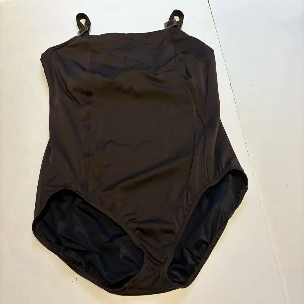 Lands' End Women's One Piece Classic Dark Brown Swimsuit Size 18